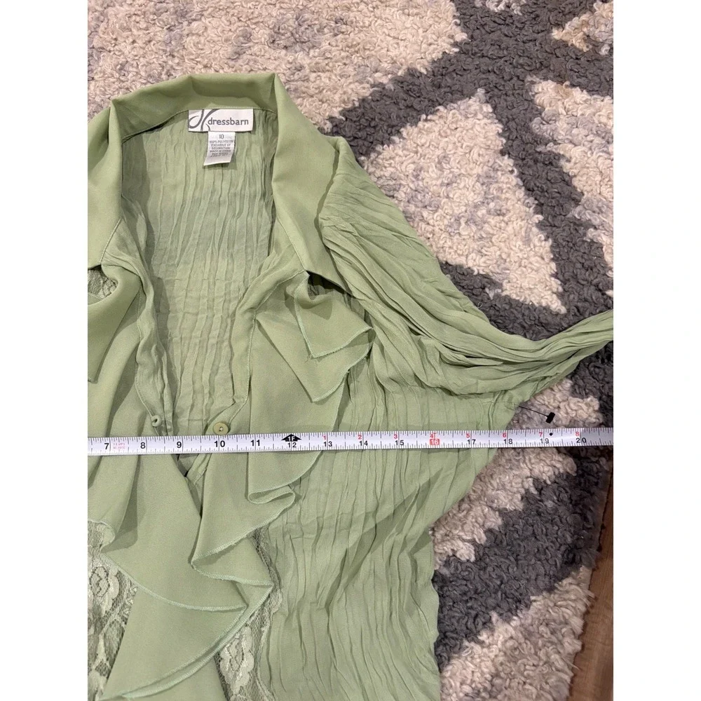Dressbarn Sage Green Crinkle Lace Skirt Set Fairycore Cottagecore Vintage xx